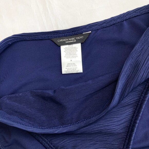 Carmen Marco Valvo High Waist Wave Texture Bikini Bottom Medium M Maritime NWT - Picture 7 of 9